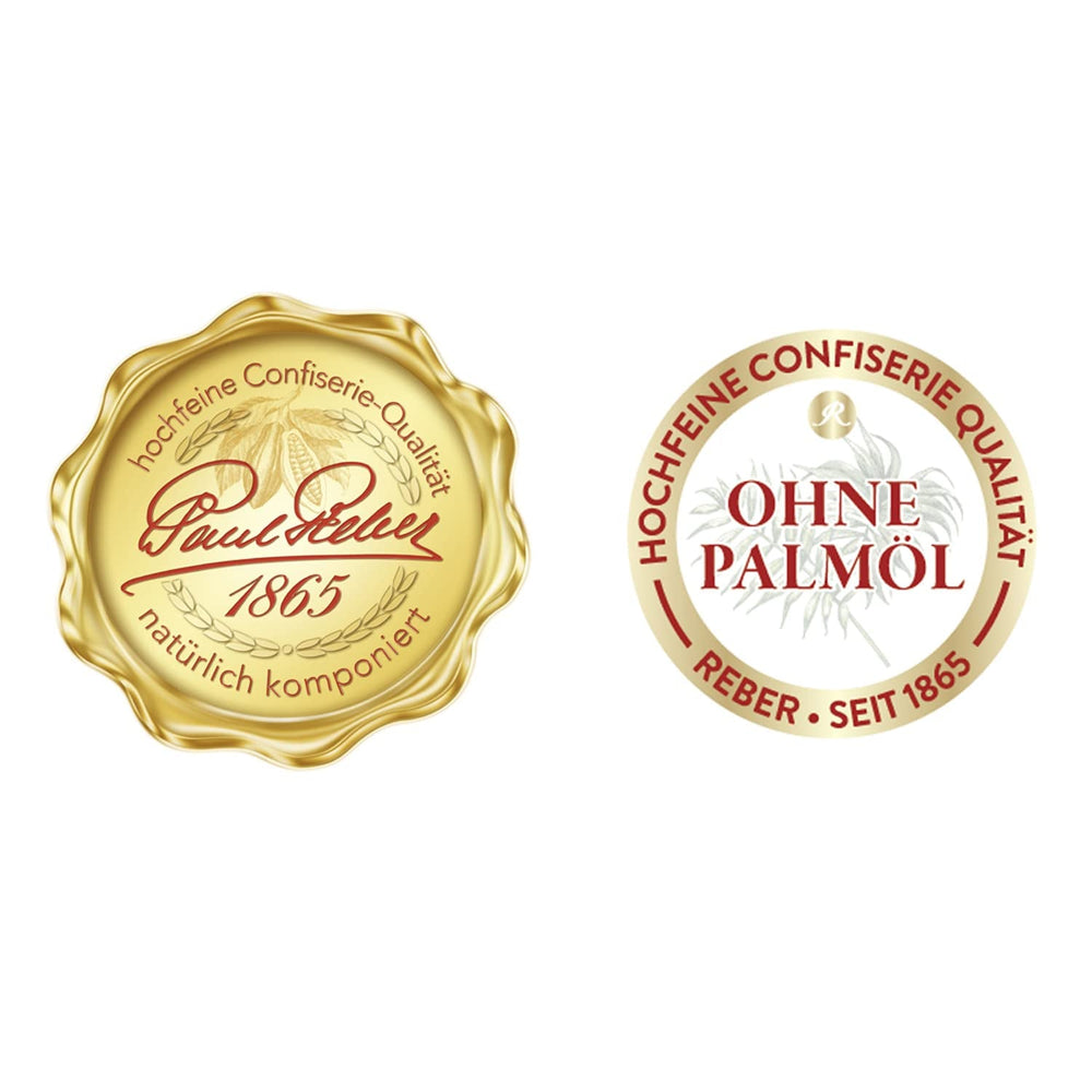 Reber, Duet Mozart-Kugeln, pachet de 2, bile Mozart din ciocolată neagră umplute cu fistic și marțipan, migdale și nuga cu alune, 40g (2 bile Mozart)