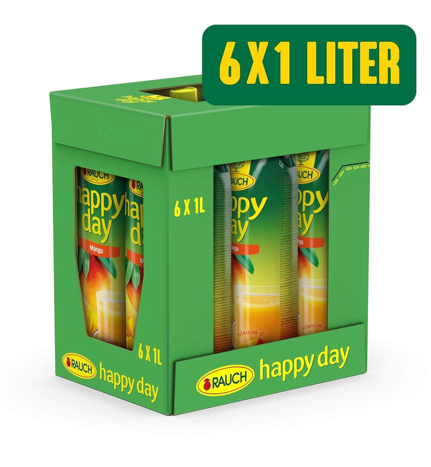 Rauch Happy Day Mango | Refined drink with passion fruit | A lot of vitamin C | 6 x 1 liter, Tetra Prisma Naty Shop