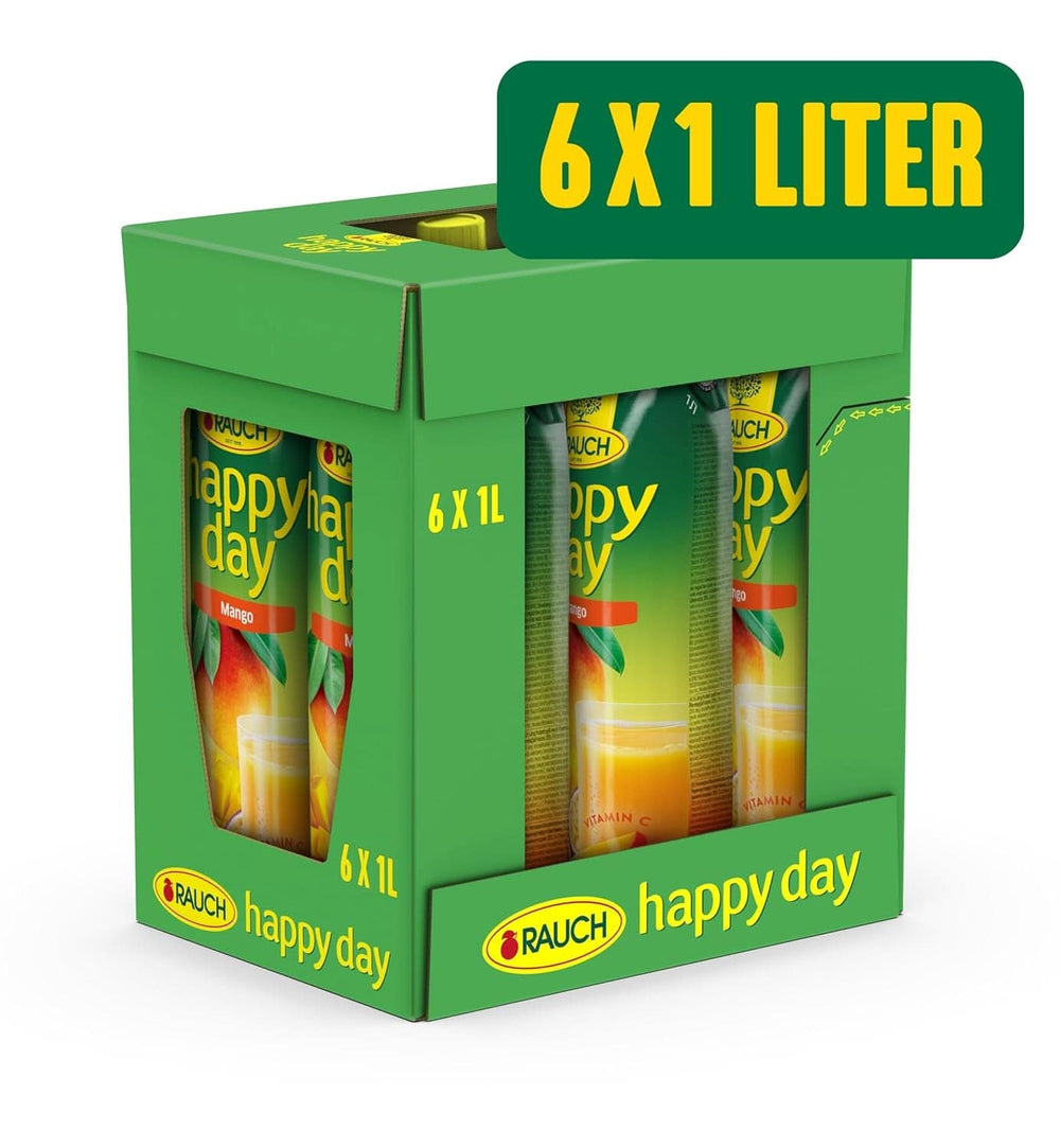 Rauch Happy Day Mango | Refined drink with passion fruit | A lot of vitamin C | 6 x 1 liter, Tetra Prisma Naty Shop