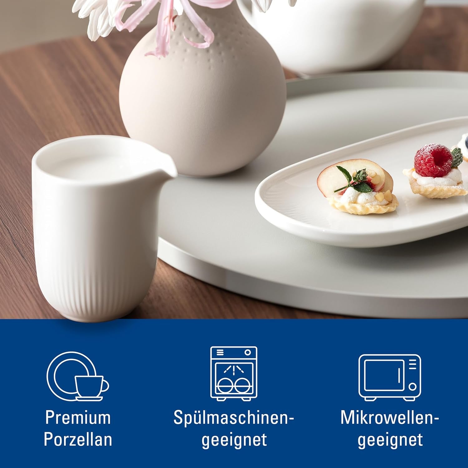 Villeroy & Boch – Cană de lapte Afina 170 ml, albă, potrivită pentru mașina de spălat vase, potrivită pentru cuptorul cu microunde, doză de lapte, accesoriu pentru cafea, ulcior ceramic, sosieră, veselă, porțelan premium