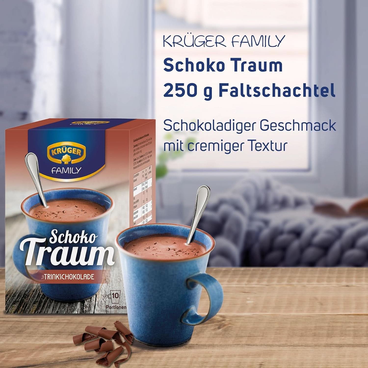 KRÜGER Family, Cocoa powder for hot chocolate, 8 boxes x 10 sachets, 8 x 250 grams Cocoa and Hot Chocolate Naty Shop