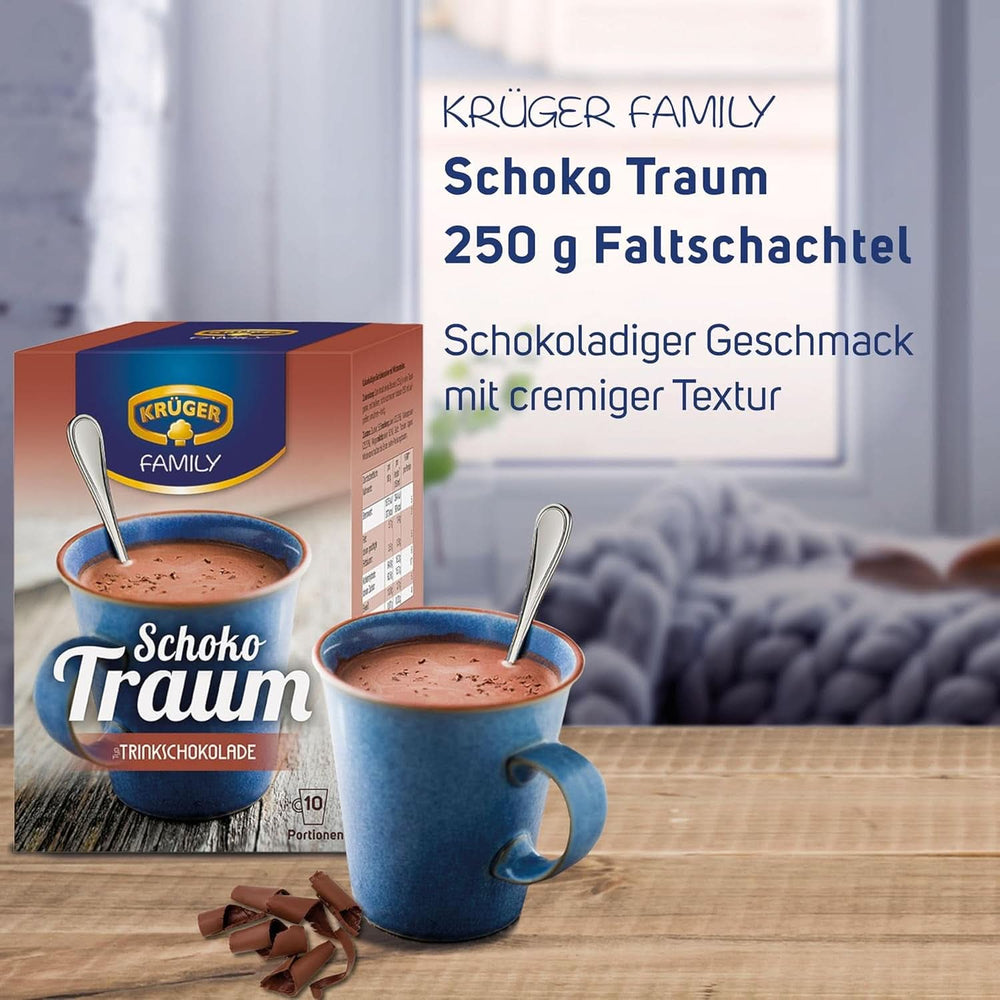 KRÜGER Family, Cocoa powder for hot chocolate, 8 boxes x 10 sachets, 8 x 250 grams Cocoa and Hot Chocolate Naty Shop