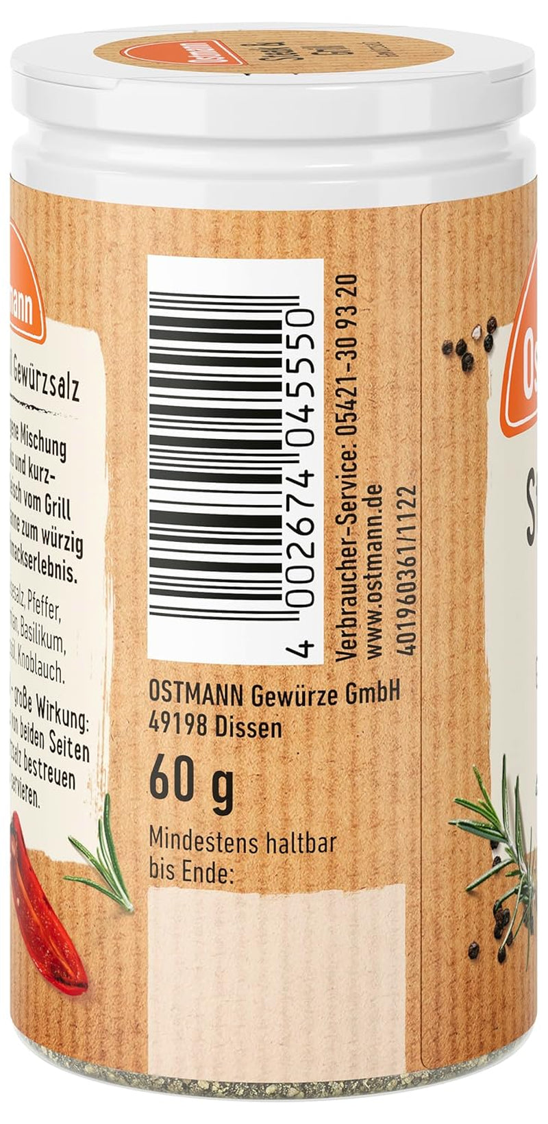 Ostmann Gewürze – Steak & Grill Gewürzsalz, leckeres Gewürzláz zum Grillen & Anbraten von würzigen Steaks, ideal auch für Grillgerichte ohne Fleisch, 60 g