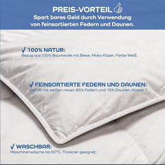 Allnights Comforter Medium Comforter 135X200 100% New Feathers and Down Allergy Friendly Washable up to 60°C Made in Germany White Quilts & Quilts Naty Shop
