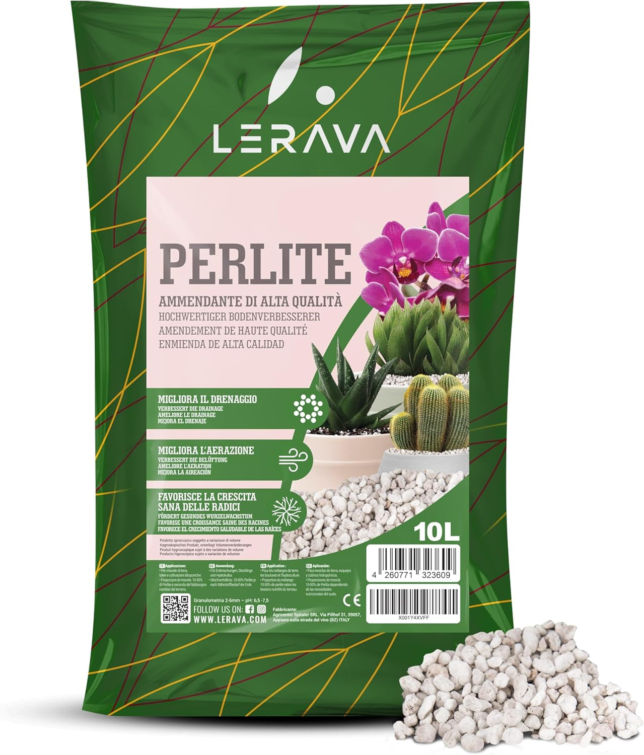 LERAVA® Perlite for Plants (5L) – Coarse-grained perlite for soil improvement – ​​Ensures optimal drainage and aeration – Natural soil and hydroponics additive – Granules for plants