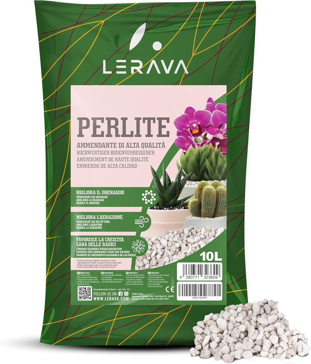 LERAVA® Perlite for Plants (5L) – Coarse-grained perlite for soil improvement – ​​Ensures optimal drainage and aeration – Natural soil and hydroponics additive – Granules for plants