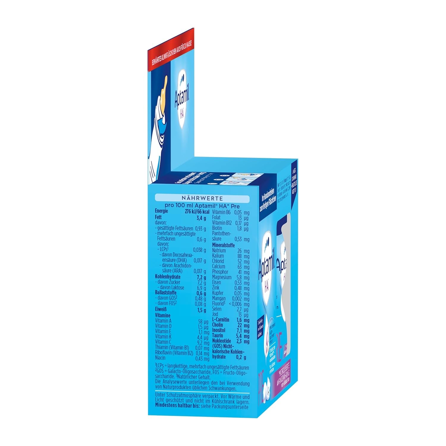 Aptamil HA Pre Ready to Drink – Hydrolyzed milk for infants from birth – 4 x 2 x 90 ml