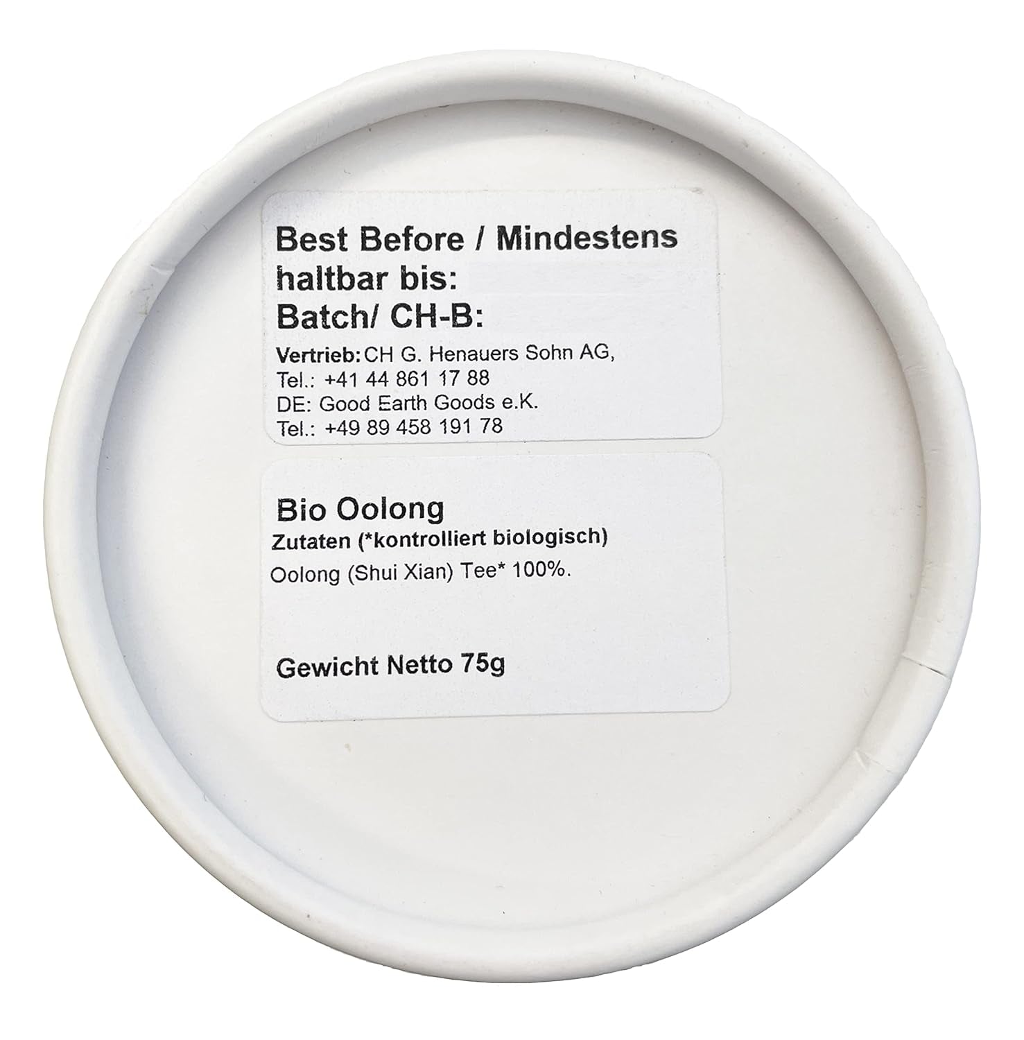 Oolong organic (Shui Xian), pachet de 1 (1 x 75 g)