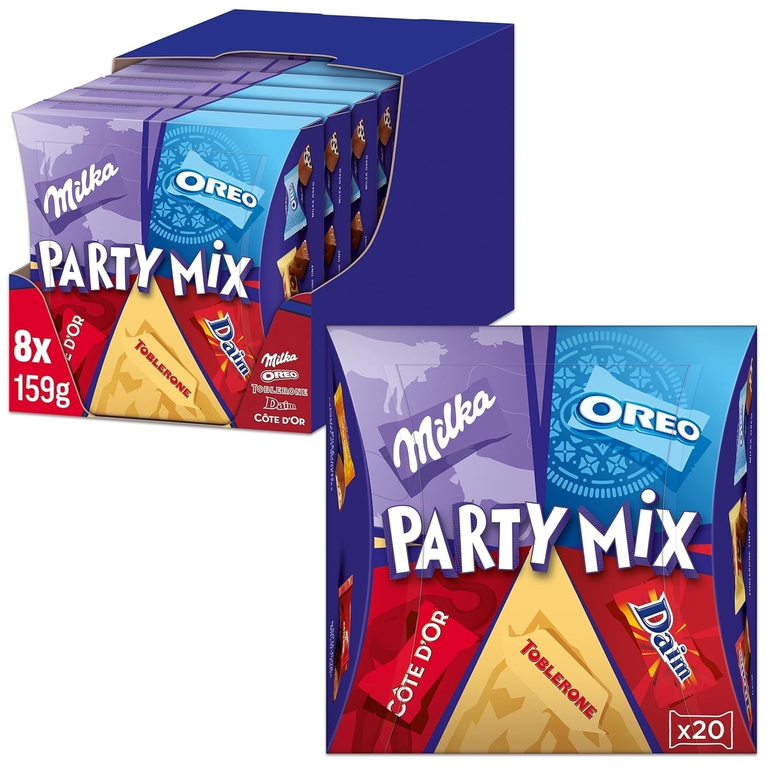 Milka Party Mix 6 x 159 grame, amestec 5 tipuri de praline diferite Bomboane de Ciocolata Naty Shop