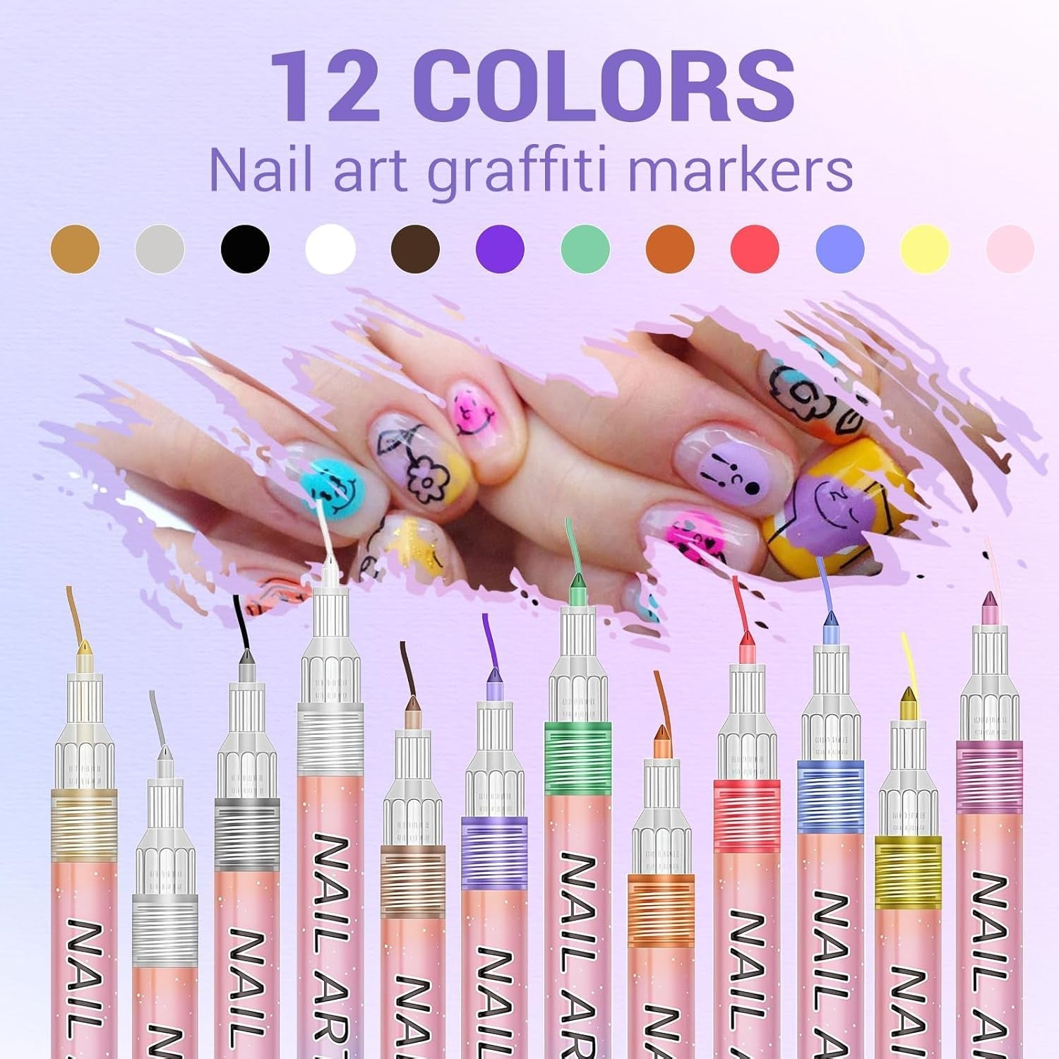 12 Farben 3D Nagellack Stift Set, Nail Art Pen Nagellackstifte Nageldesign Für DIY Nagelkunst, Beauty Schönheit, Maniküre Werkzeuge, Zuhause Und Den Nagel-Diy Nageldesign Zubehör