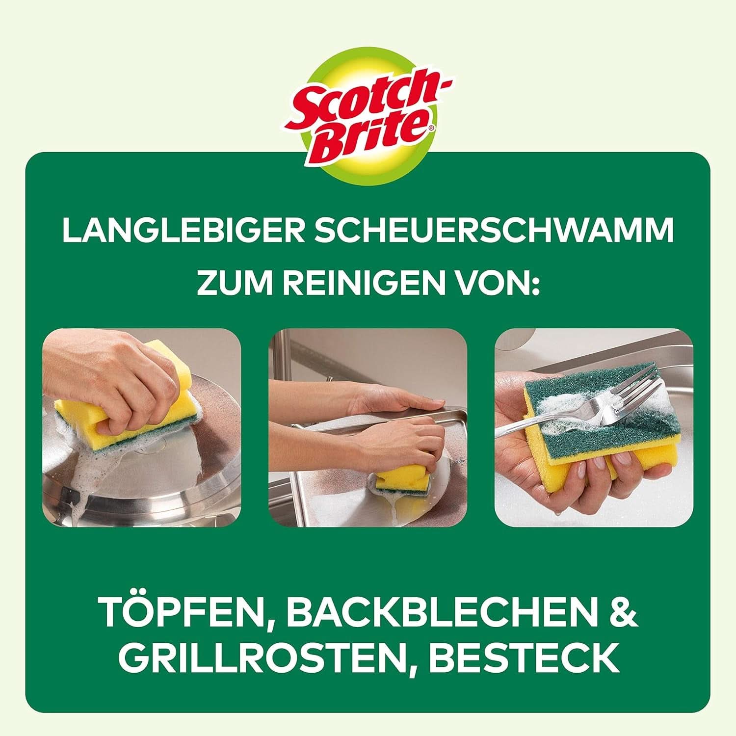 Scotch-Brite Classic Pot Cleaner, 16 bureți per pachet, burete pentru bucătărie - curăță puternic și eficient Detergenti Bucatarie Naty Shop