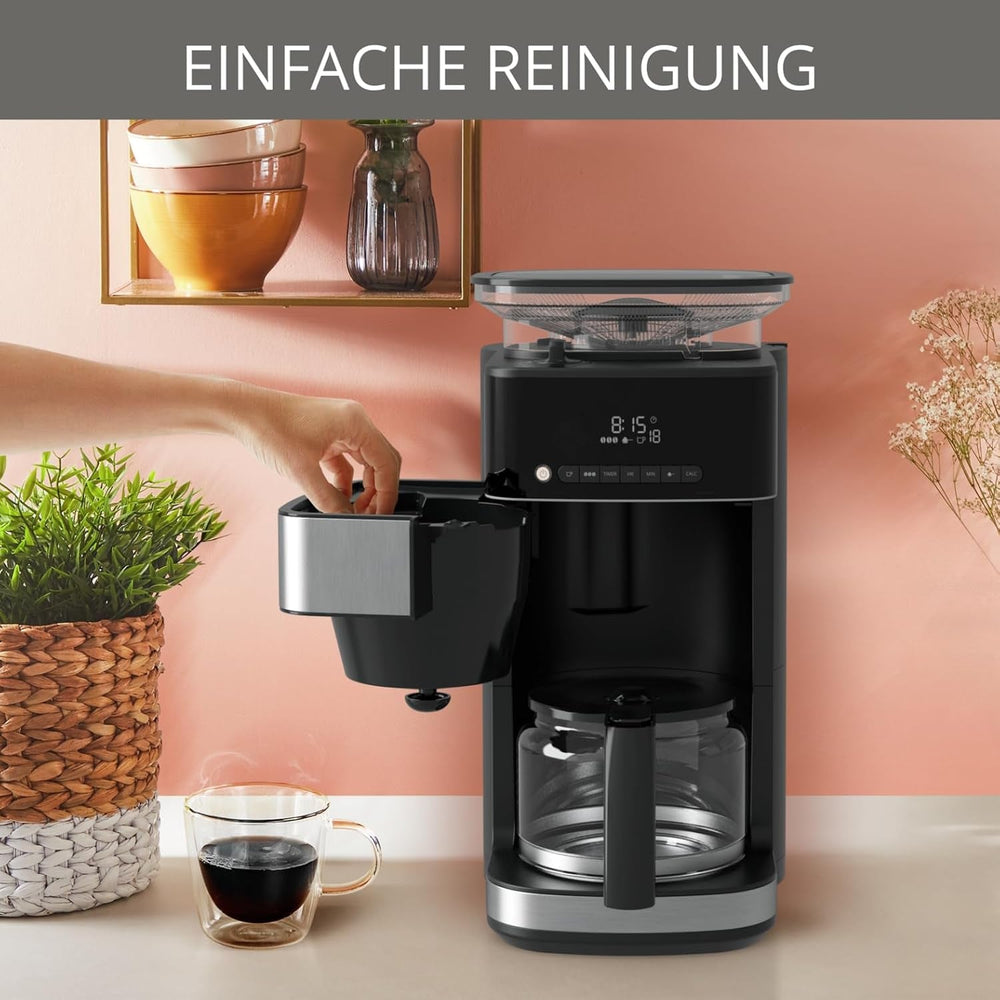 Espressor Krups KM8328 Grind cu râșniță | Cronometru 24 de ore | Recipient boabe 180 g | Capacitate 1,25 l pentru până la 15 cești de cafea | Funcție de oprire automată | 3 setări de măcinare | Negru