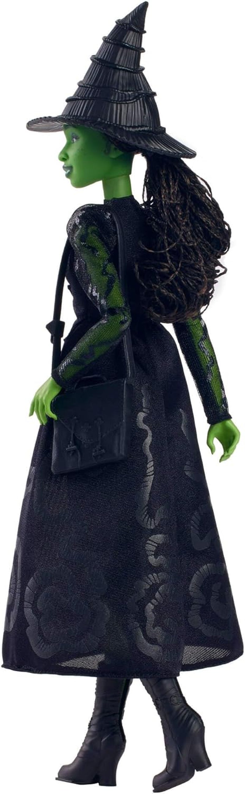 Mattel Wicked Elphaba păpușă de modă și accesorii cu piele verde, păr negru împletit, diferite poziții posibile și aspect de rochie de bal extensibilă, HXT62, [Multicolor] Papusi Naty Shop