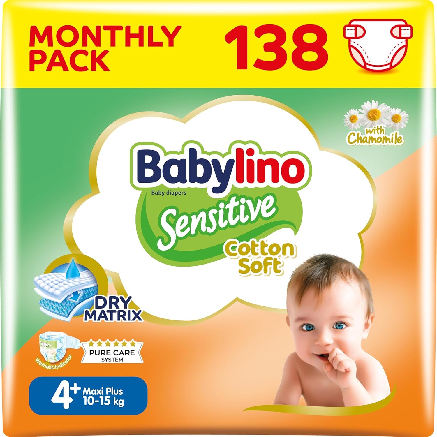 Diapers for sensitive babies, size 6, extra large (13-18 kg), 114 diapers