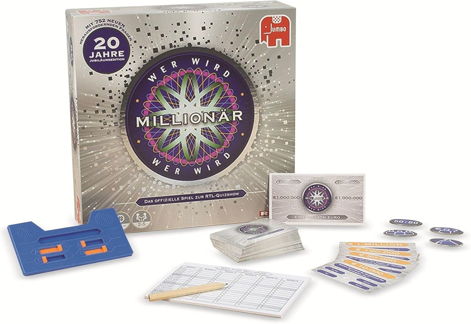Jumbo Games 19736 Games - Who Wants To Be A Millionaire - 20th Anniversary - Board Game - Ages 12+