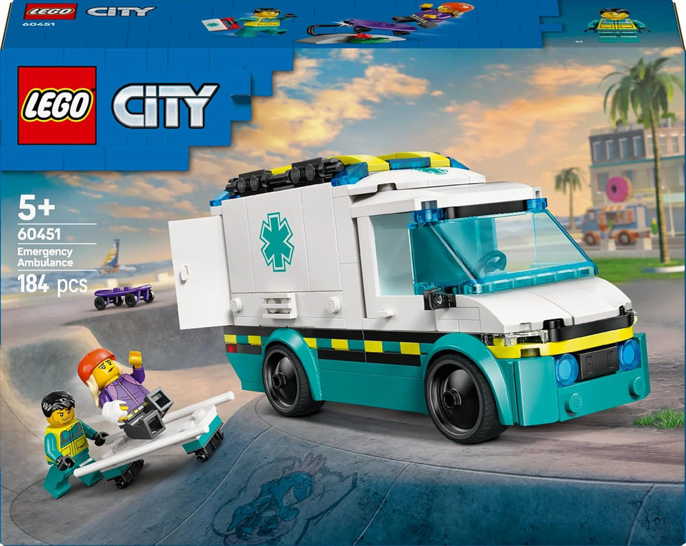 LEGO City Ambulance - toy with 2 minifigures (skateboarder and driver) - educational toy for boys and girls from 5 years - birthday and holiday gift ideas 60451 Building sets Besuche den LEGO-Store