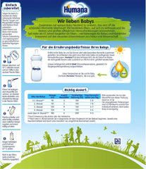 Humana Initial Milk 1, from birth, milk powder for infant milk, in addition to breast milk or as the only food for babies, initial food only with DHA and lactose, 750 g Mother and Child Naty Shop