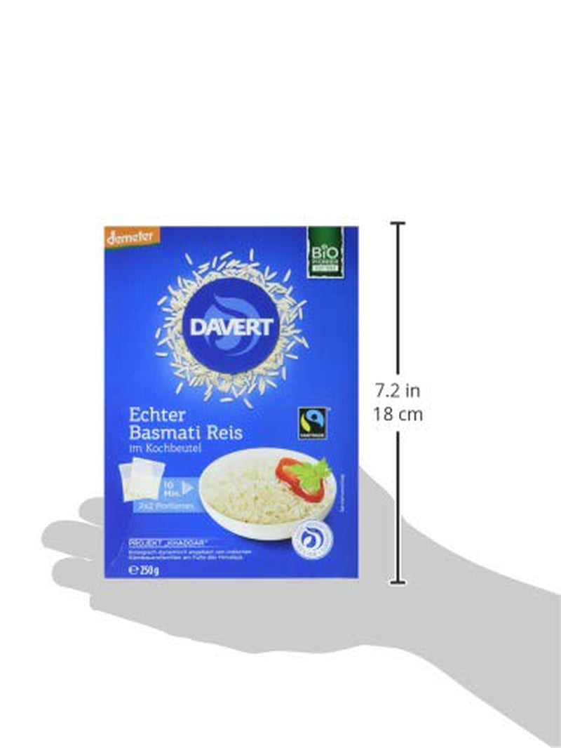Davert organic Basmati rice in cooking bags, 2 bags, 250g