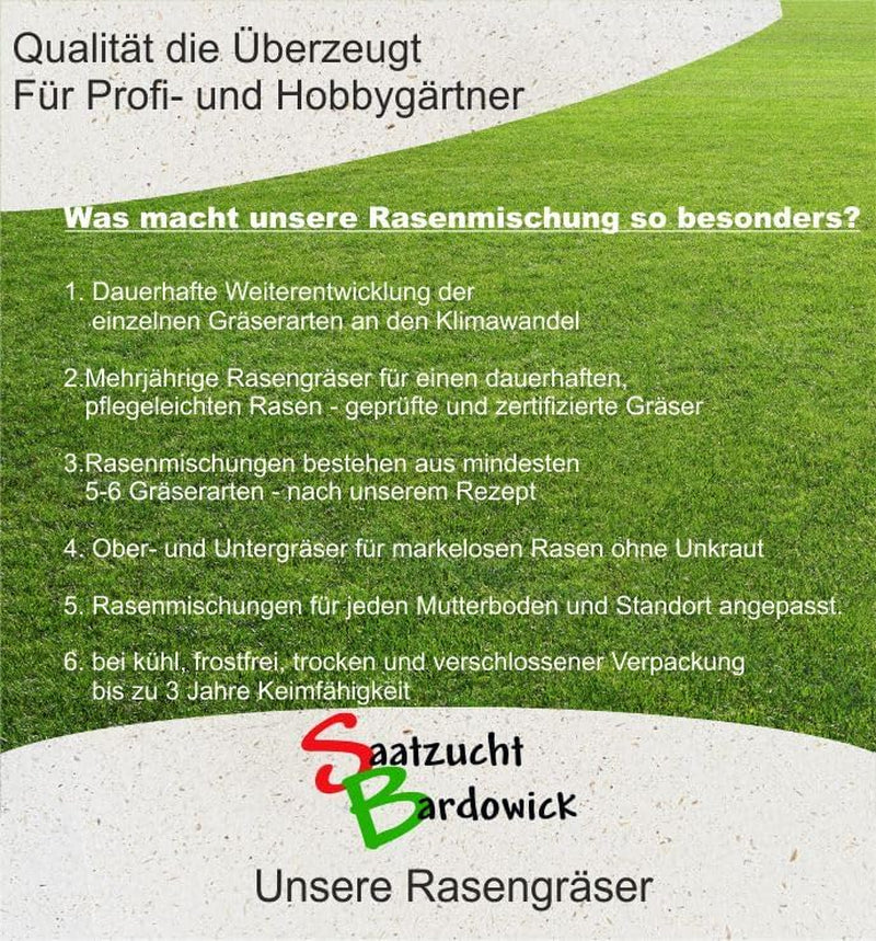 10Kg Für Ca. 300 M² Schattenrasen Dürreresistent Rasensamen Qualität Rasen Rasensaat Rasenmischung