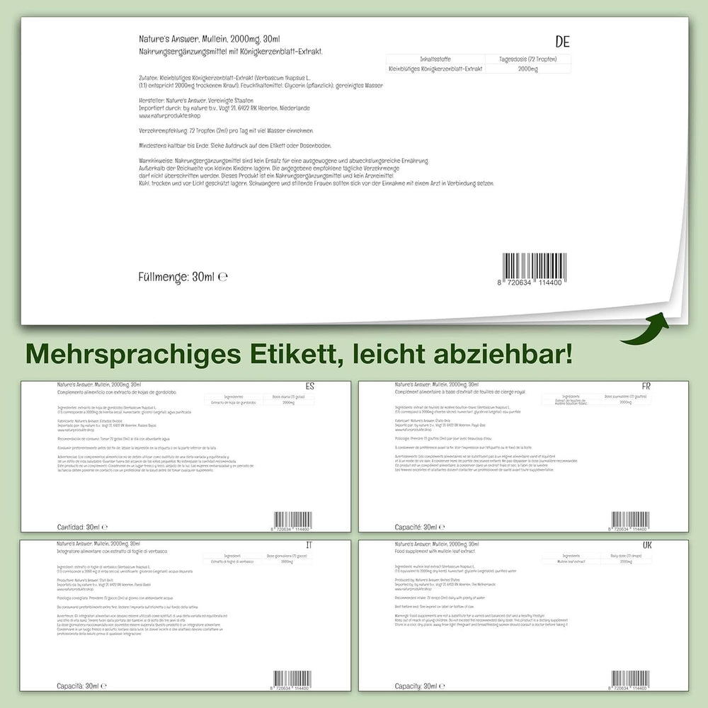 Mullein leaf extract, 30 ml, alcohol-free Arome Naty Shop