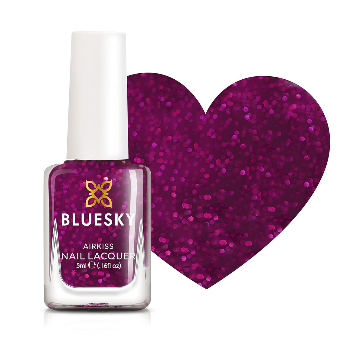 Bluesky Kids Nail Polish - All Glitter, Pink. Easy Peel Off Non-Toxic Water Based No Gliding Nail Polish for Kids 5ml