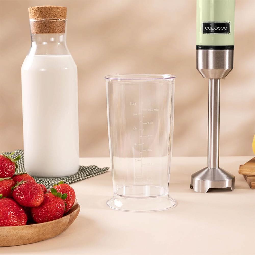 Cecotec Stabmixer Power Retrogreen 1200MAX Cream&Crush, Maximalleistung 1200 W, Crossblades-Technology, 2 Speeds, Zubehörset Spülmaschinenfest, Spritzschutzhaube Kitchen Naty Shop