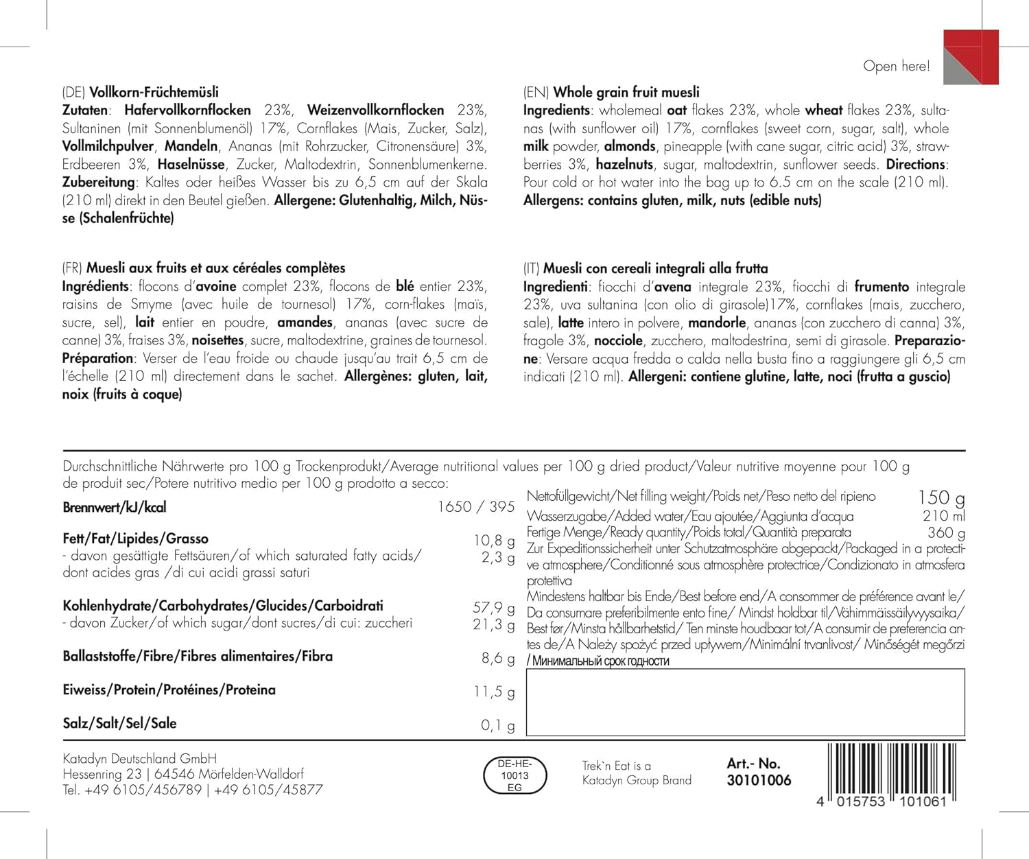 Trek'n Eat whole fruit muesli