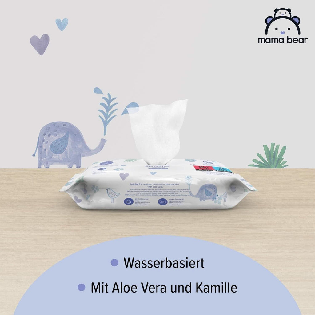 Șervețele sensibile pentru bebeluși Mama Bear, fără parfum Naty Shop