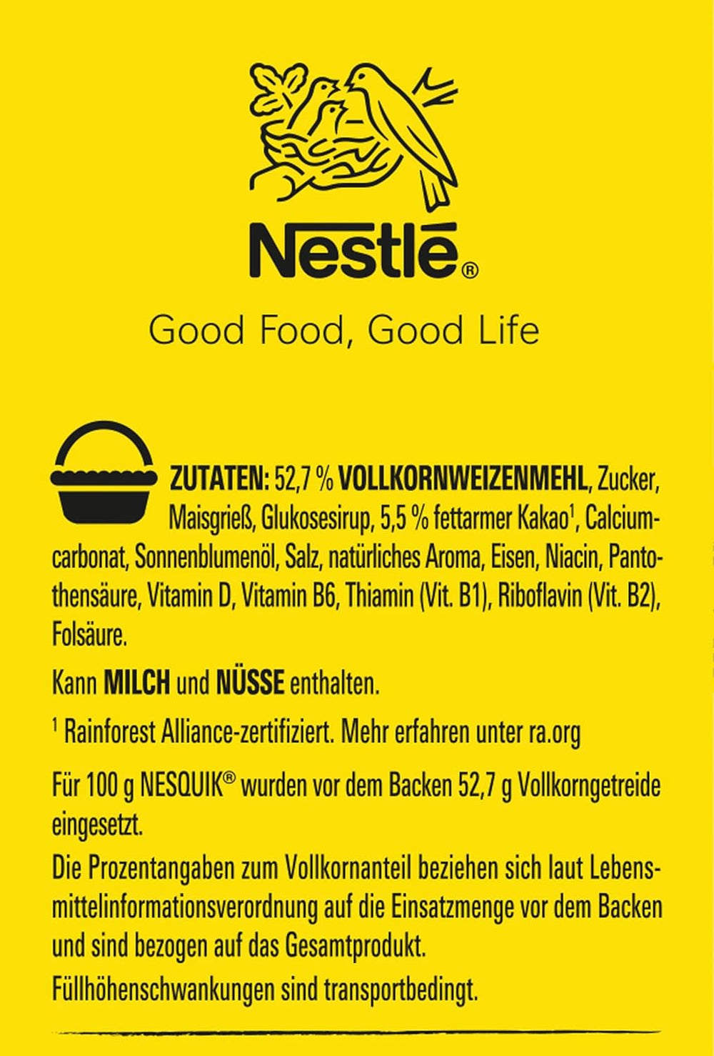 Nesquik Nestlé Nesquik Crunchy Breakfast, Cereal with chocolate and whole grains, 1 pack (1 x 330g)