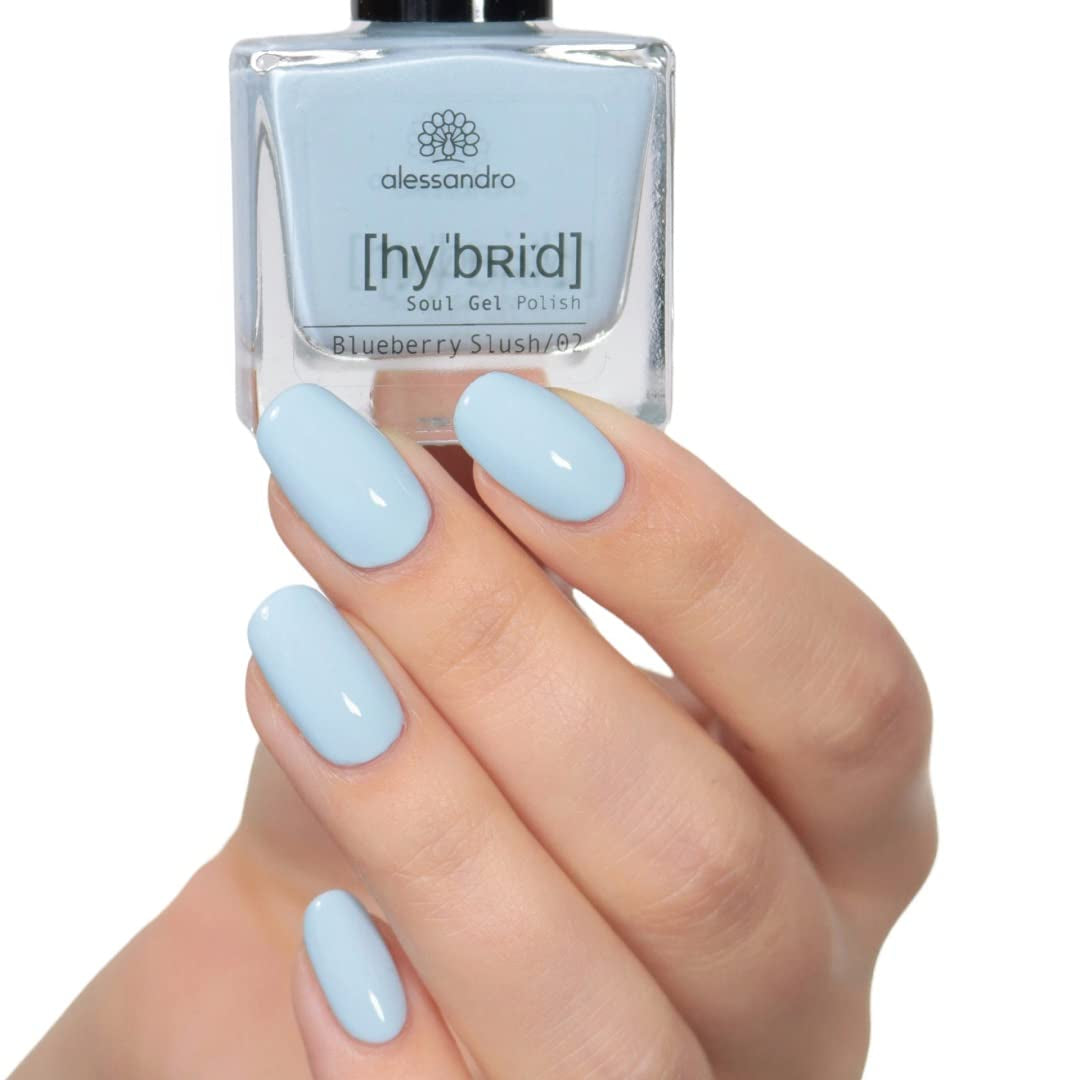 HYBRID nail polish alessandro Blueberry Slush - pastel blue - Perfect nails in just 3 steps, without LED - lasts up to 10 days! 8 ml
