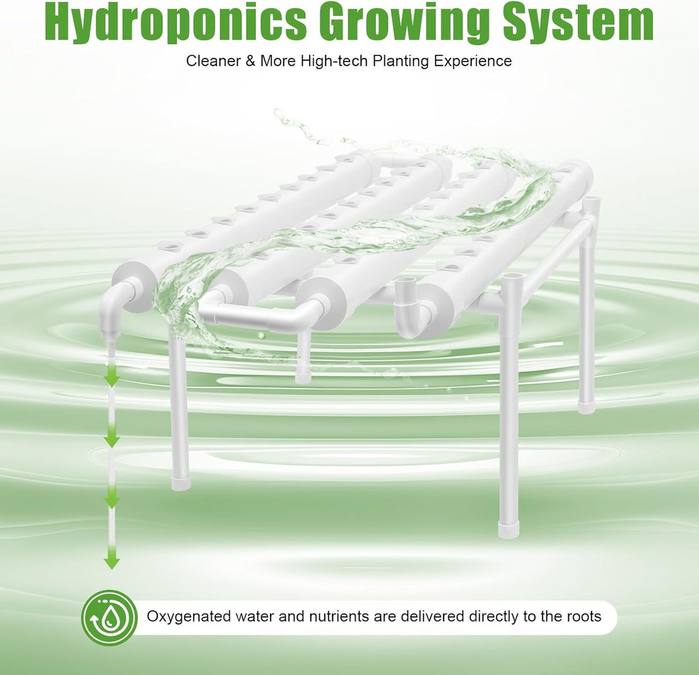 3-Layer Hydroponic Grow Kit 108 Planting Spaces Hydroponic Soilless Plant Grow Systems Hydroponic Plant Grow System in Tubes for Vegetables (Single Layer with 36 Holes)