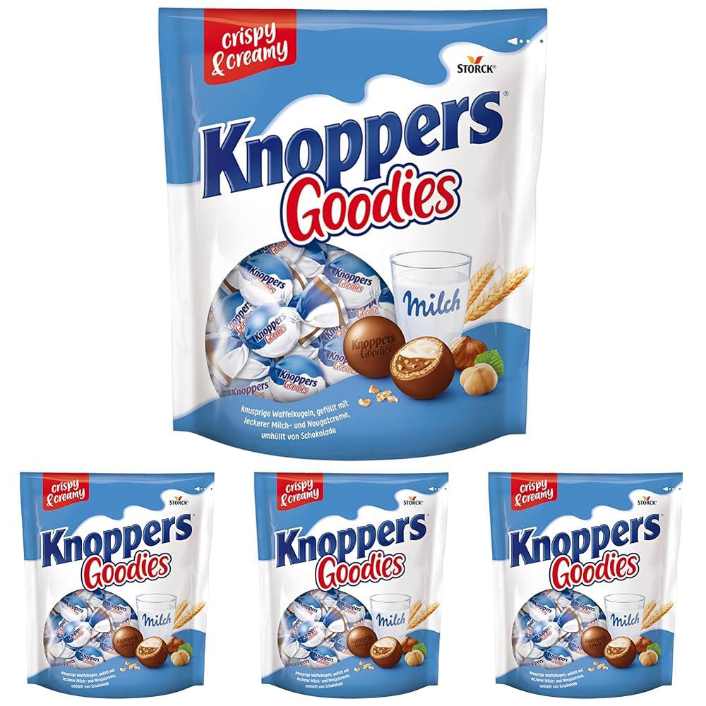 Knoppers Goodies Crunchy Minis – 1 x 180g – crunchy wafer balls filled with pieces of hazelnut, milk and nougat cream, covered in chocolate