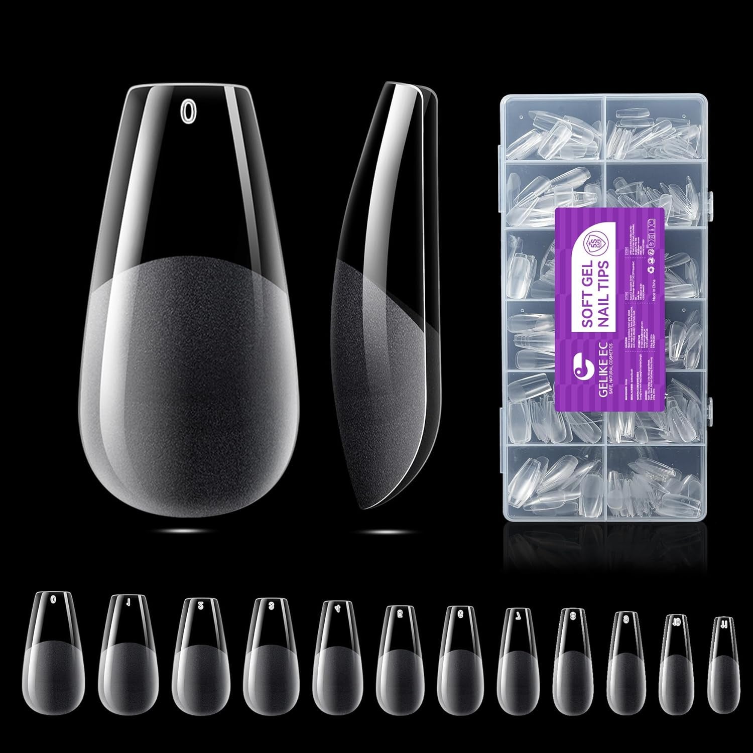 Gelike EC Tipuri de Unghii Pătrate Extra Scurte - Acoperire Completă, Tipuri de Unghii Scurte XS, Tipuri de Unghii Moi cu Gel, Tipuri de Unghii Artificiale din Rășină PMMA Pre-Lustruite pentru Femei, Salon, 120 Bucăți, 12 Mărimi