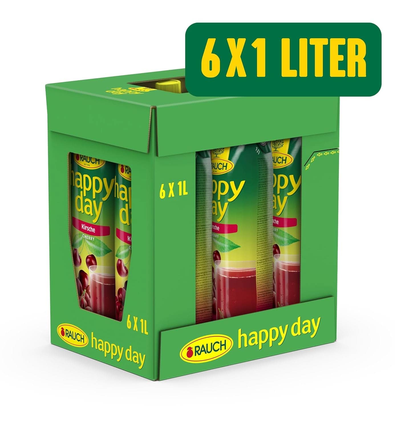 Rauch Happy Day Cherry | From selected sour cherries | 6X 1 liter, Tetra Prisma Naty Shop