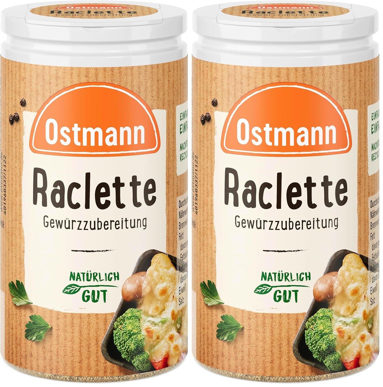Ostmann Gewürze - Raclette Gewürzzubereitung | Zum Würzen von Käsegerichten | Recyclebare, nachfüllbare Streudose | 45 g in Streuer