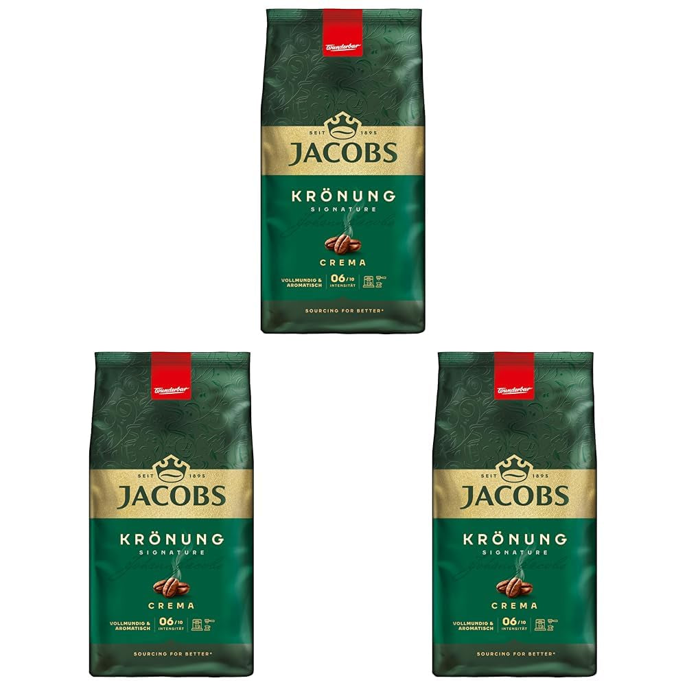 Jacobs Krönung Crema, Cafea boabe întregi, 1000 g (Pachet de 3)
