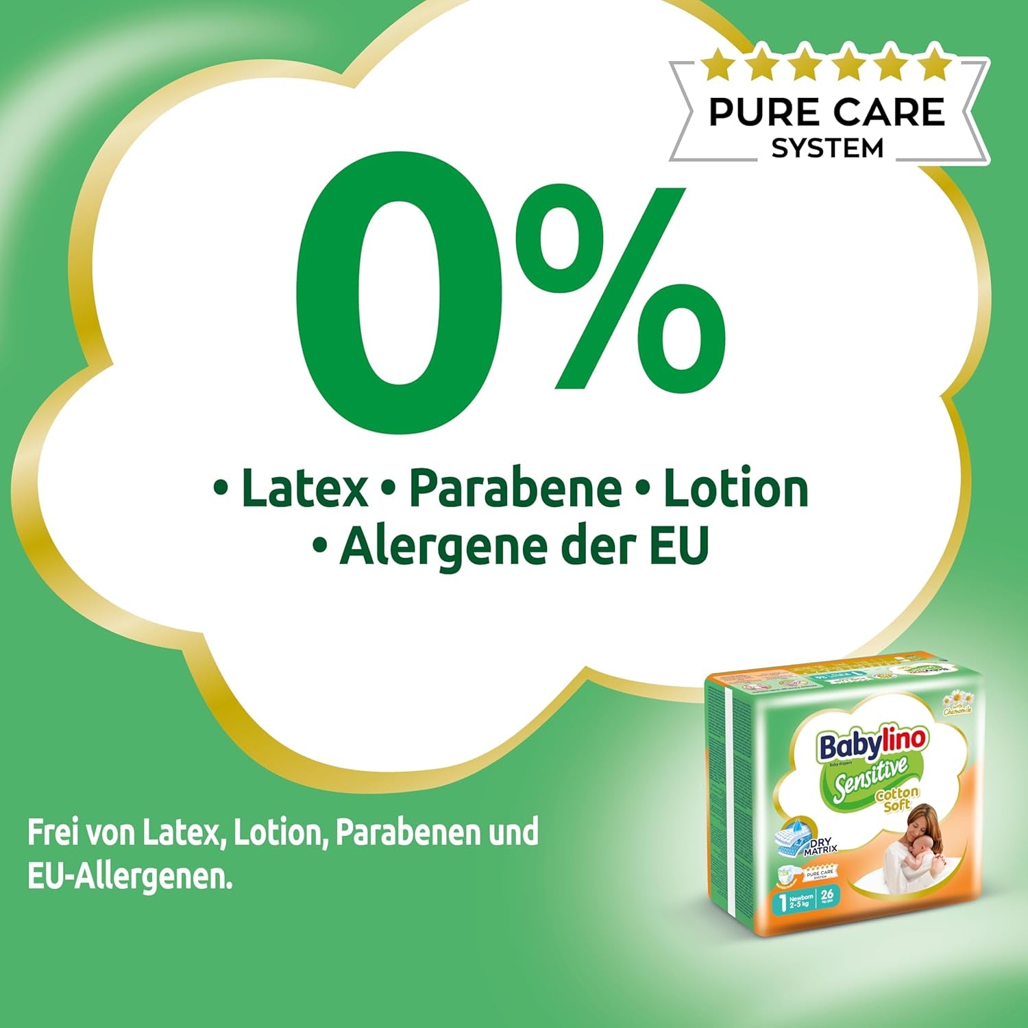 Sensitive baby diapers, size 1, newborn (2-5 kg), 26 pieces