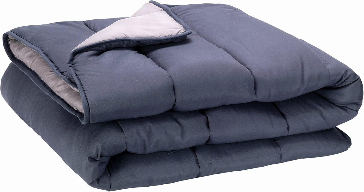 Pikolin Home - Reversible duvet 300 G - Nordic two-tone filling - For bed 90 - comfortable, warm, breathable, navy blue, 135 X 200 cm Duvets and quilts Naty Shop Gray Pillow 150/160 - 240 X 220 Cm