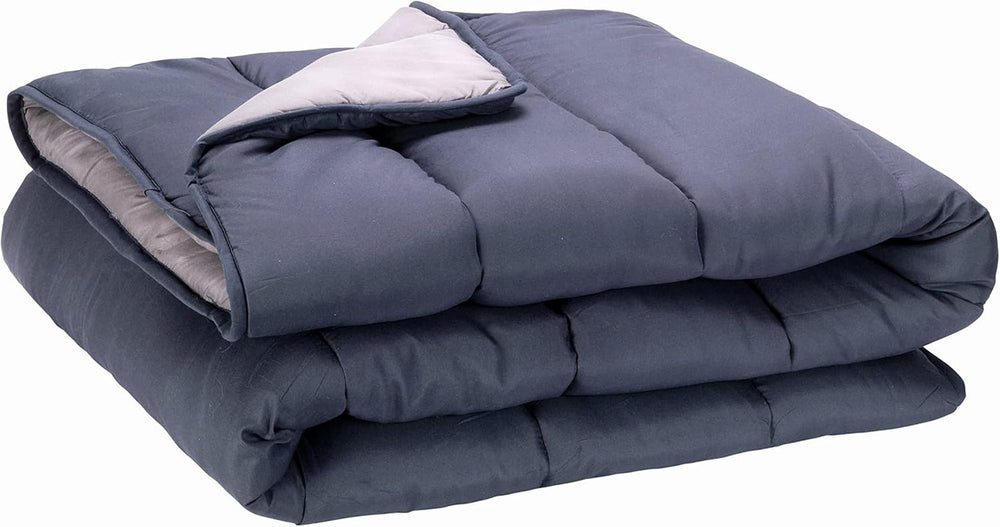 Pikolin Home - Reversible duvet 300 G - Nordic two-tone filling - For bed 90 - comfortable, warm, breathable, navy blue, 135 X 200 cm Duvets and quilts Naty Shop Gray Pillow 150/160 - 240 X 220 Cm