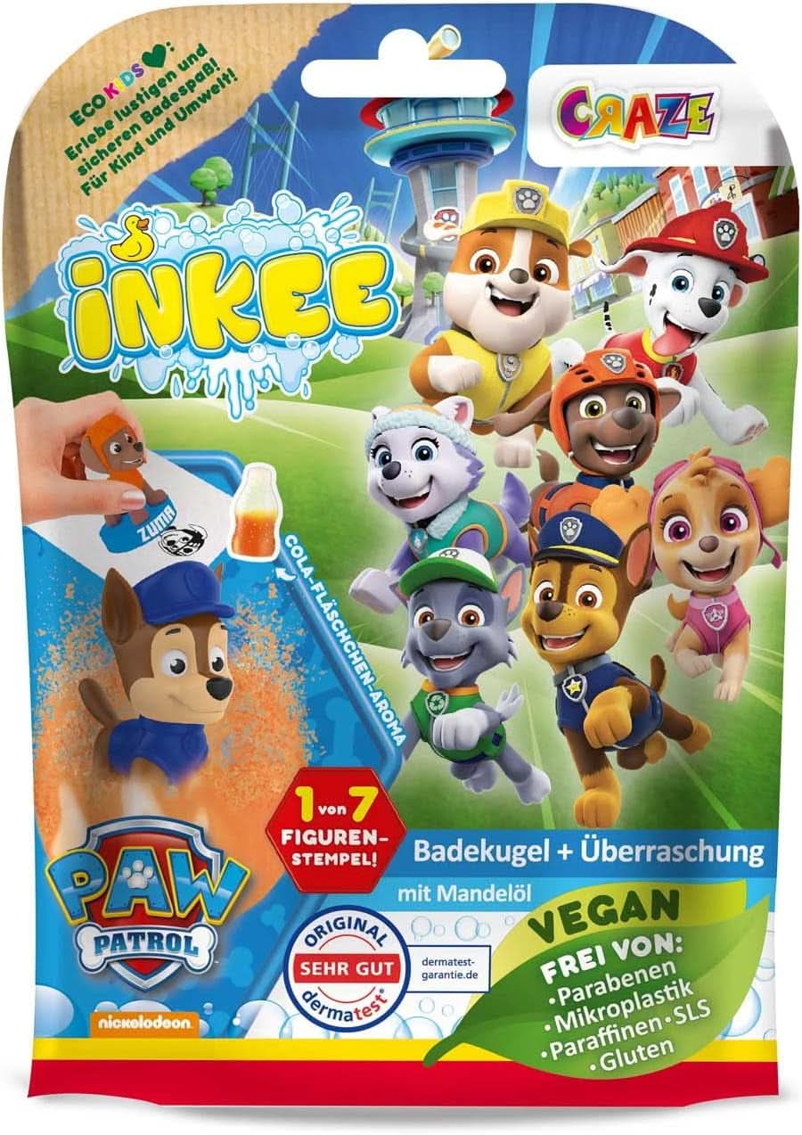 INKEE SURPRISE PAW PATROL, Bath bomb for children with surprise, cola flavor, foam effect, 80 grams Shower and bath Naty Shop