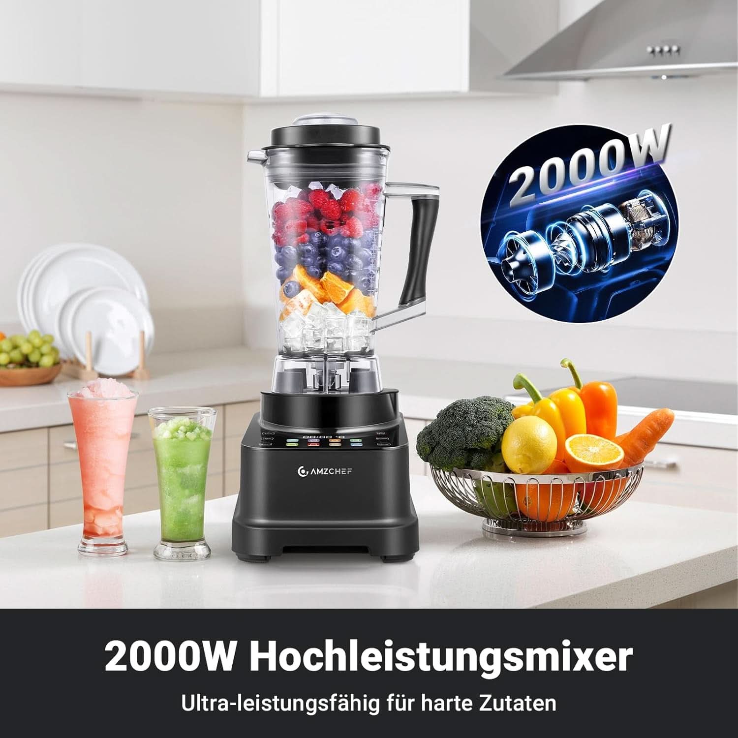 Blender AMZCHEF, 8 smart menus and 10 speeds, LCD touch screen Kitchen Naty Shop