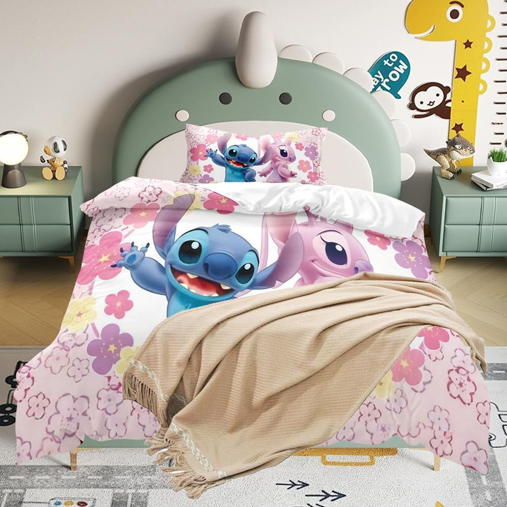 Lenjerie de pat pentru copii, Stitch, bumbac Lenjerie de pat - copii Naty Shop Cartoon 2Set 007