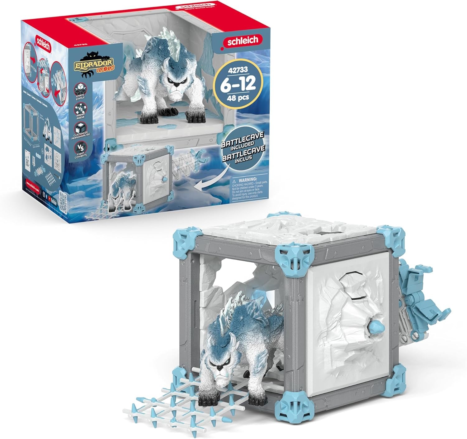 SCHLEICH ELDRADOR Creatures | Battle CAVE Schattenassel 42675 | Set aus ELDRADOR Battle Cave mit Monster und Schattenkristall | Battle Caves zur Arena stackable | Spielzeug ab 7 Jahren | 34 Teile
