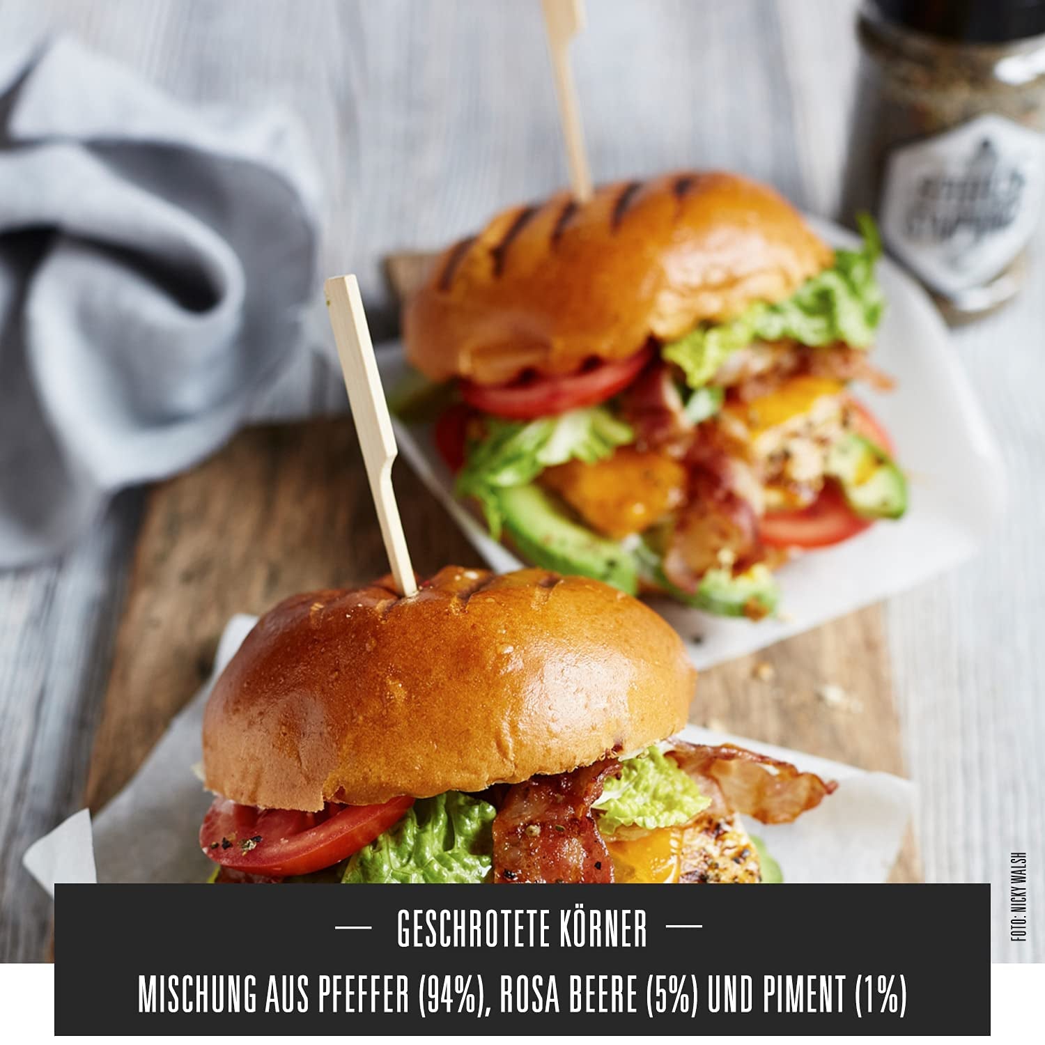 Ankerkraut Steakpfeffer Hamburg, Pfefferkörner Hausmischung, grober Steakhouse-Pfeffer, frische Note, Universal Allrounder, Lecker Kochen mit Qualität, 80 g im Korkenglas