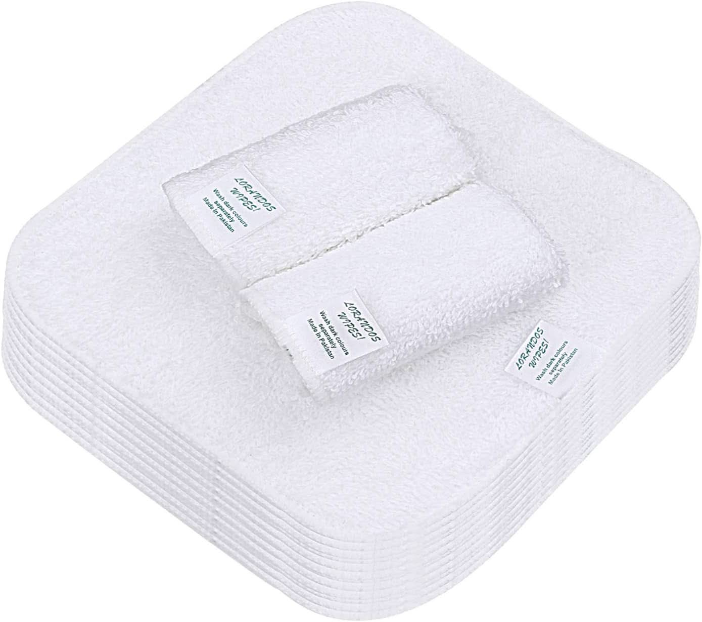 Reusable wipes for children 100% Terry cotton (25 pack - 15X15Cm - white) unscented, washable, ultra soft and super absorbent Mother and Child Naty Shop