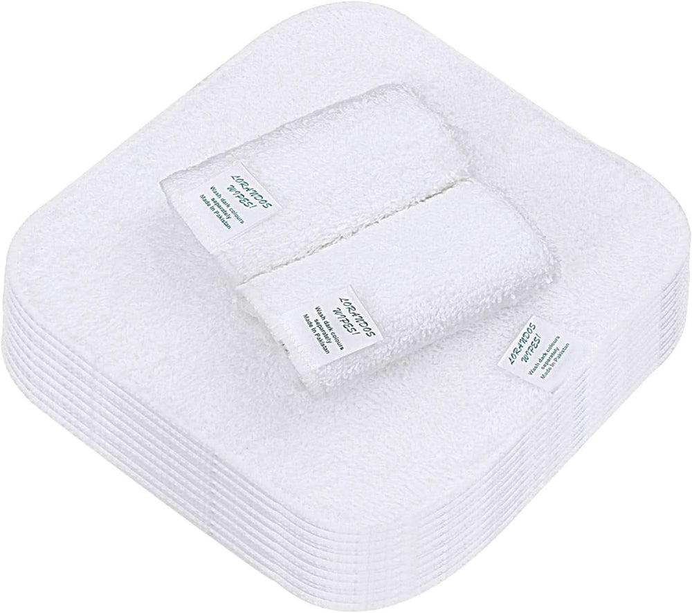 Reusable wipes for children 100% Terry cotton (25 pack - 15X15Cm - white) unscented, washable, ultra soft and super absorbent Mother and Child Naty Shop