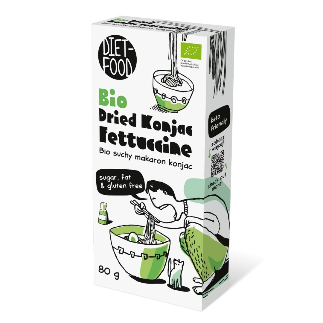 Fettuccine Konjac Shirataki Organic 80g - Low calorie and low carb, gluten free, low carb, suitable for keto diets, with tapioca flour