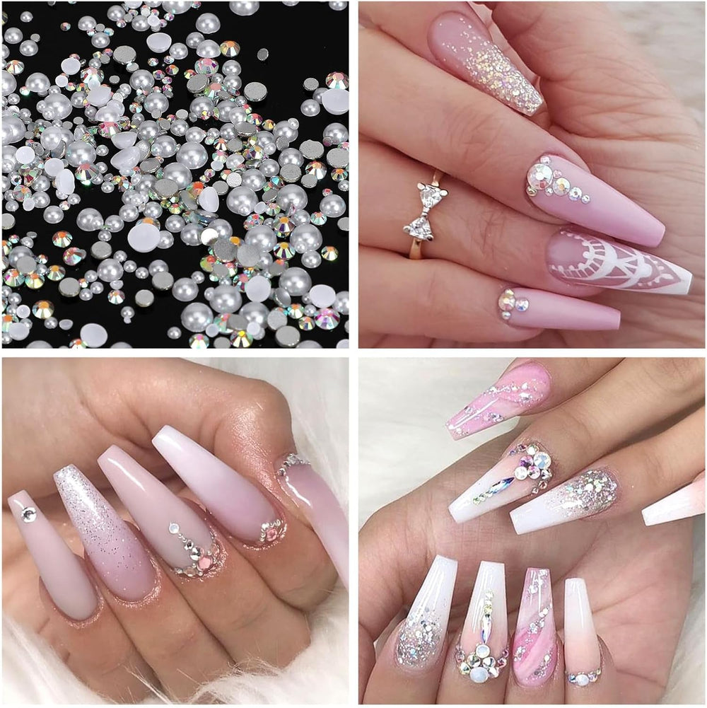 2 Schachteln Nagel Steine Mit Pinzette Und Stift Strasssteine Weiß Flatback Perlen Nägel Schmuck Nageldesign Zubehör Nail Charms Für Frauen Nagel Dekorationen Design