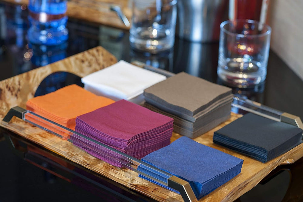 Saten Ser22104961 Coktail, șervețel 20 X 20, 2 straturi, 1/4 fold, 100 șervețele, Punta-Punta, negru