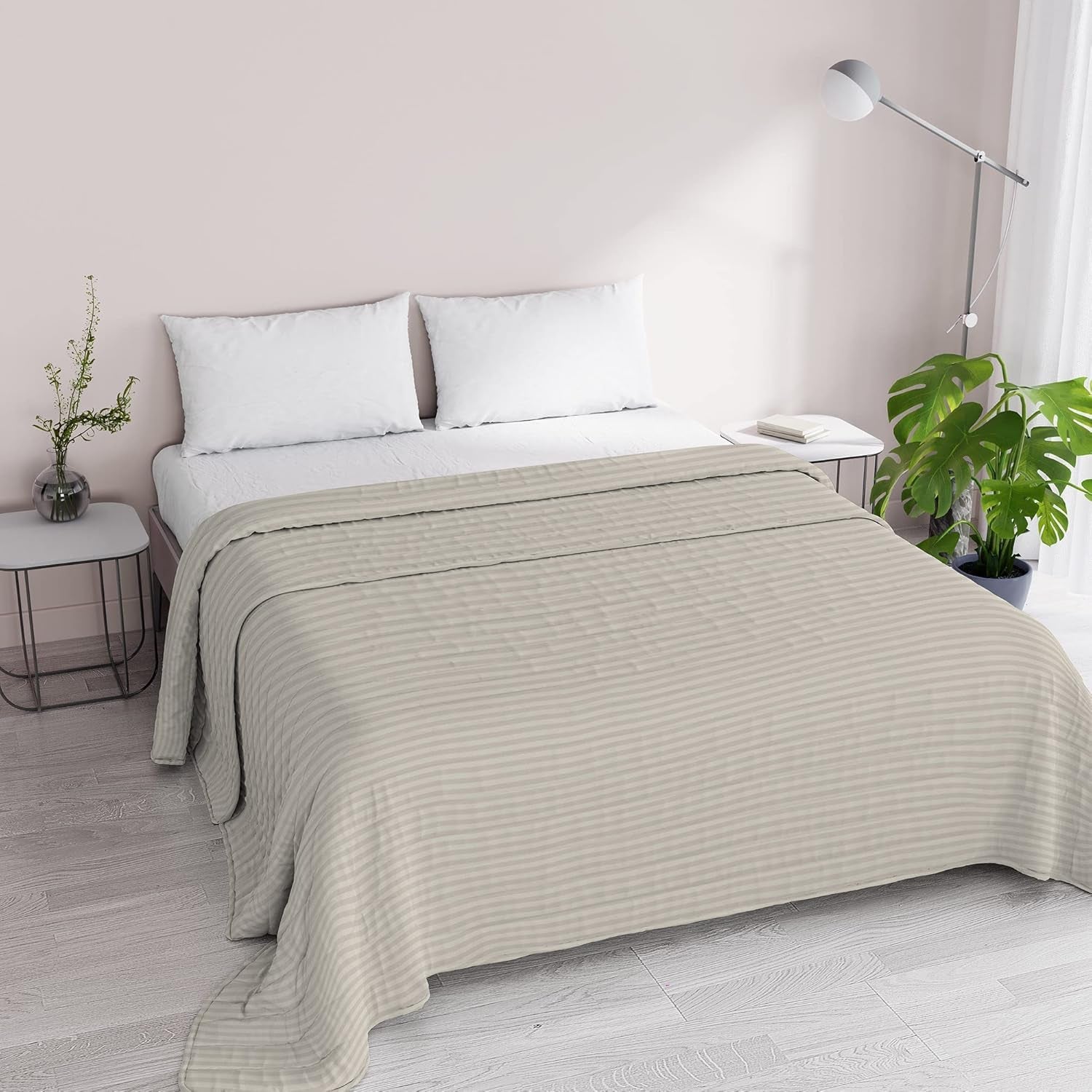 Summer quilt Satin Stripes, polyester, cream, 260X250 Cm Duvets and quilts Naty Shop Turtle dove 260X250 Cm